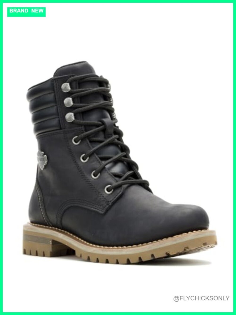 Gynger Lace Leather Ankle Motorcycle Boots 6in Shaft Goodyear Welt